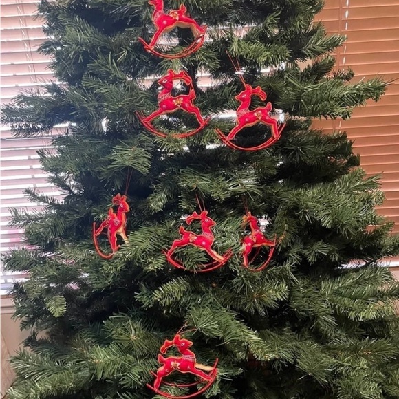 Rocking Reindeer • Vintage • Red • Christmas • Embroidery • Sequins• 7 Ornaments - Picture 8 of 14